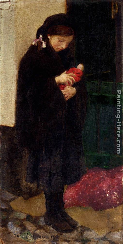 Harold Harvey Study Of A Girl With Her Doll
